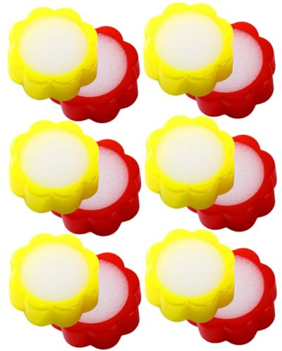 SUPVOX 12 Esponjas Húmedas para Dedos Forma Flor Humedecedor de Dedos de Esponja Accesorio para Contar Dinero Oficina y Banco 12 Piezas Rojo y Amarillo y Plástico