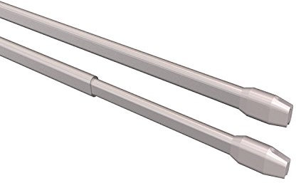 Flairdeco Vitragestangen mit Schraubhaken, Scheibenstangen oval, Metall-Kunststoff, Silbergrau, ausziehbar 60-100 cm, 2 Stück