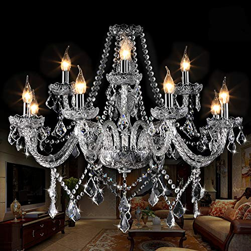 SUN-E Lampadario di cristallo classico a forma di foglia di acero lampada a sospensione classico candela K9 (con istruzioni dettagliate) (8+4 Luci)