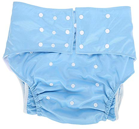 Wiederverwendbare Adult Windel, Polyester-Tuch Breathable Leakfree Pocket Windel waschbar Cover Windel Tuch für Inkontinenz-Pflege mit verstellbaren 3 Reihen von Snaps(Hellblau)