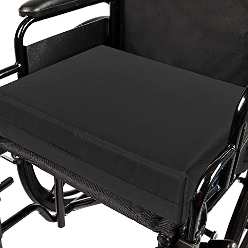 Bedding Studio Wheelchair Cushion - 18 x 16 x 4 Memory Foam Seat Pad for Coccyx, Orthopedic Lumbar Support, Sciatica & Tailbone Pain Relief - Reduce Back Ache, Improve Posture, Waterproof PU Cover