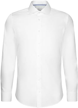 Seidensticker Herren Mens Slim Patch Longsleeve Cotton Hemd, Weiß(665477), 43 EU