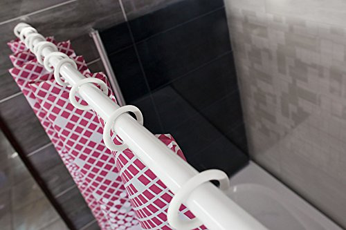 Tropik Home Straight Shower Curtain Rail/Rod in White or Chrome, Wall Fixed, Different Sizes (White, 129cm)