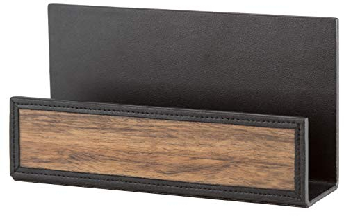 Sebastian Sturm Briefständer LUKE | Echtes Holz und Leder in Schwarz | Briefablage Briefkorb