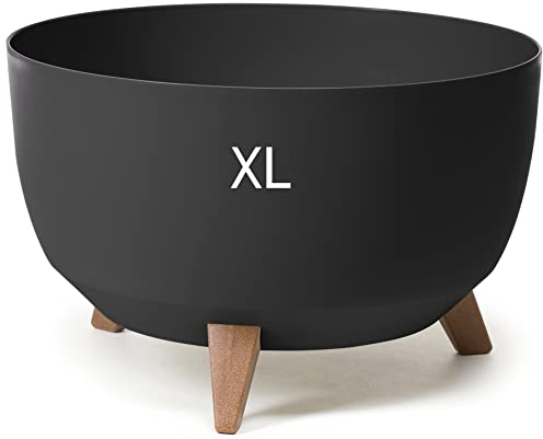 MELTOM Pot de Fleurs Bol avec Pieds Pot de Fleurs d'herbes Bol écologique pour Plantes recyclées, Mat (Noir, XL - 47 cm)