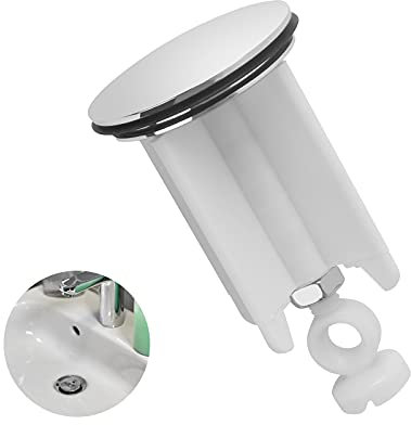 HUASHENG Universal Sink Plug, 40mm Bathroom Basin Sink Plug Replacement Drain Pop-Up Plug Height Adjustable Bathroom Plugs for Bathroom Kitchen All Standard Sinks Made of Brass Rubber