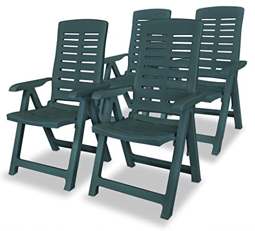 Rillbus Liegestühle Strandstühle 4er Set Gartenstühle mit Verstellbarer Rückenlehne Klappbar, Klappstuhl Balkonmöbel Terrassenmöbel Relaxsessel Camping, Kunststoff 60x61x108cm