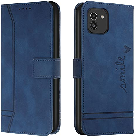 Lihondar Kompatibel mit Samsung Galaxy A03 Hülle, Handyhülle Samsung A03, A03 Leder Schutzhülle Tasche Wallet Brieftasche [Ständer] [Standfunktion] Cover Flip Case für Samsung A03 Klapphülle (Blau)
