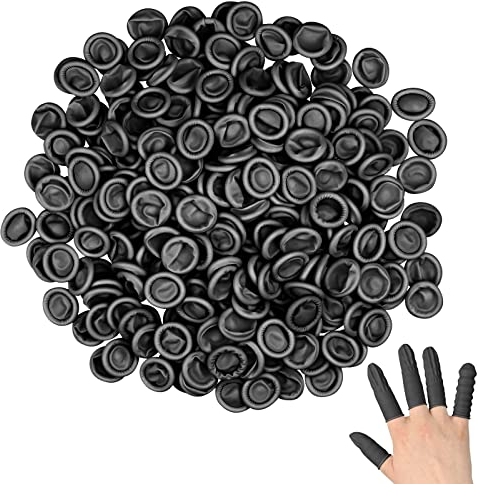 300 pezzi Copridita Finger Cots Anti-Statico Guanti da dito Ditali in Lattice Copridita Antistatica per dita Manicotti per Riparazione Elettronica Pulizia Gioielli Lavorazione Industriale (Nero)