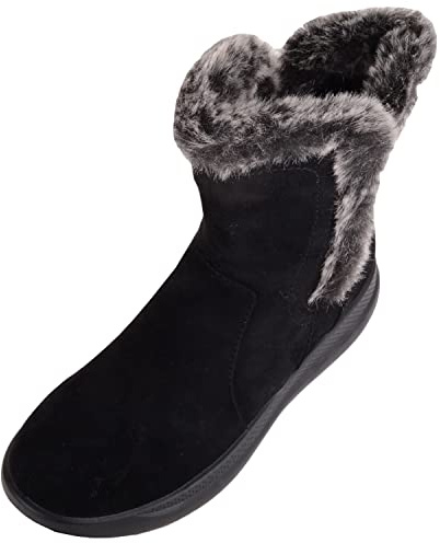 ABSOLUTE FOOTWEAR Bottines d'hiver chaudes avec fermeture éclair et doublure en fausse fourrure pour femme, Noir , 39 EU