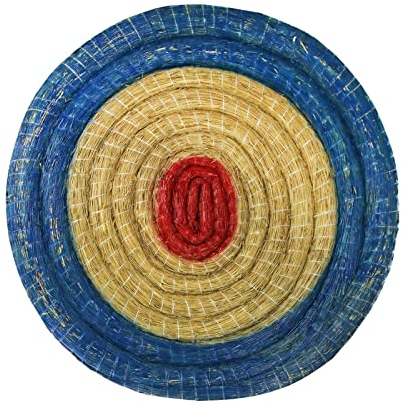 Runde Strohscheibe Deluxe - Ø 80 cm x 12 cm - Zielscheibe zur Auswahl mit passendem Holzständer (ohne Ständer, Farbe: blau-rot)