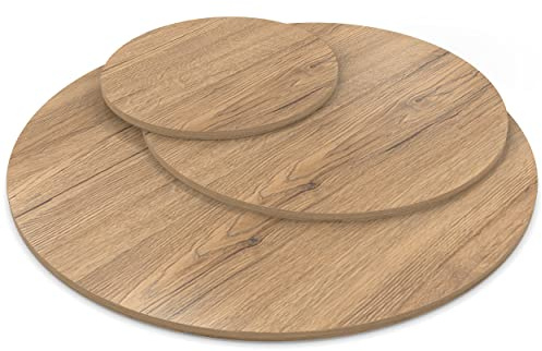 AUPROTEC Tischplatte 19mm rund Ø 1600 mm Eiche Sanremo Classic Holzplatte melaminharzbeschichtet Spanplatte mit Umleimer ABS Kante Auswahl: 160 cm