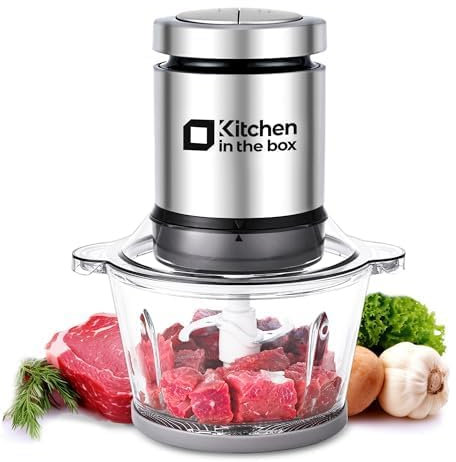 Kitchen in the box Mini Food Processors,Small Meat Grinder & Food Chopper,Electric Vegetable Chopper with One 3 Cup Bowl & S Blades for Meat/Fish/Vegetable/Baby Food,3cup(1bowl)