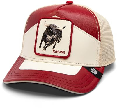 Sombrero Goorin Bros. Moto Raging Gorro Con Visera Cuero Blanco Rojo