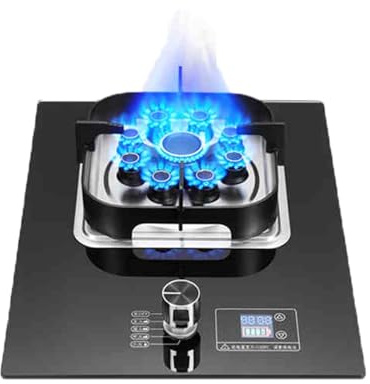 BZJPRFC Fornello A Gas, Fornello Singolo, Fornello A Gas da Campeggio 5,2KW, Fornello di Conversione Gas/GPL, Portapentola in Ghisa in Vetro Temperato,for Cucina Domestica(NG)