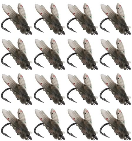 Create idea Lot de 50 Appâts de Pêche à La Mouche Bioniques Appâts Souples Hameçons Souples Appâts de Pêche à La Mouche de Couleur Petits Hameçons pour 3 à 5 Poissons Blancs Liang Noir 10 mm