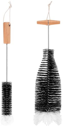 2 Pcs Compatible with SodaStream Bottle Brushes for Cleaning Brushes, Water Bottle Cleaner Brushes with Wood Handle, for Glass Bottle Brush, Narrow Neck Bottles Flask Cleaner Brush(2 Sizes)
