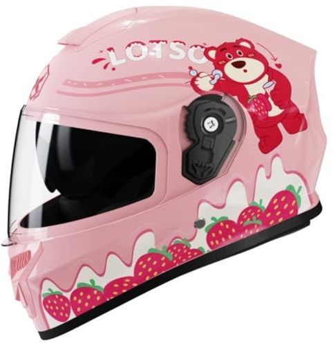 Casque De Moto Pour Enfants Casque De Moto Intégral Avec Visière Adapté Aux Enfants De 2 À 14 Ans Casque De Dessin Animé Mignon Garçons Et Filles Toutes Saisons 50-52 Cm B,L/(50~53cm)