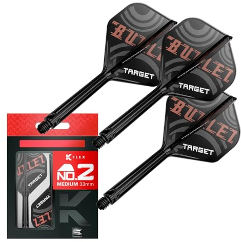 Target Darts Stephen Bunting K Flex Vuelos y Sistema de Ejes, No.2 | Pack de 3 Dardos Kflex All In One,Aaccesorios de Dardos Player Edition | Vástago de Dardos K-Flex – Medio (33mm)