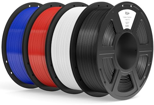 ELEGOO Filament PLA+ 1.75 4KG Svart Vit Röd Blå, PLA Plus-filament för 3D-skrivare, Dimensionsprecision +/- 0,02mm, Filamentrulle 3D, för de flesta 3D-skrivare