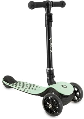 Monopattino bambini 3 ruote MoMi SAN 2 in 1, manubrio regolabile (60/66/72 cm), pieghevole, ruote LED con cuscinetti ABEC-7, freno a pedale, leggero 2,7 kg