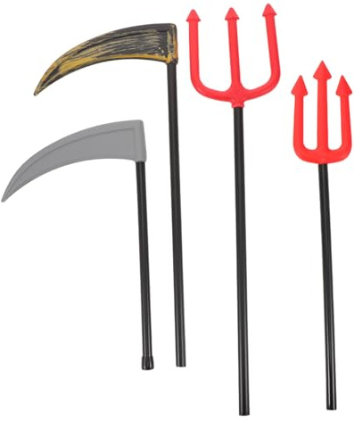 TOYANDONA 4 Pièces Accessoires Décoratifs Halloween Légers et Sûrs pour Fêtes Jeu de Faux Faucilles et Tridents pour Garçon Fille et Performances