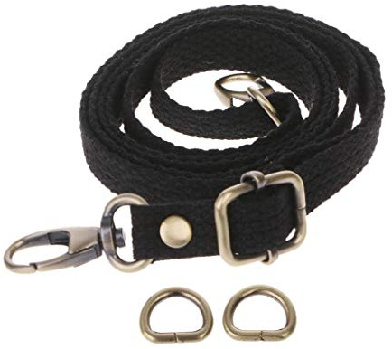 Pocoiau Correa de hombro ajustable de lona para viaje, asa cruzada, correa de repuesto para bolso de mano, cinta de oro rosa, Black, One Size