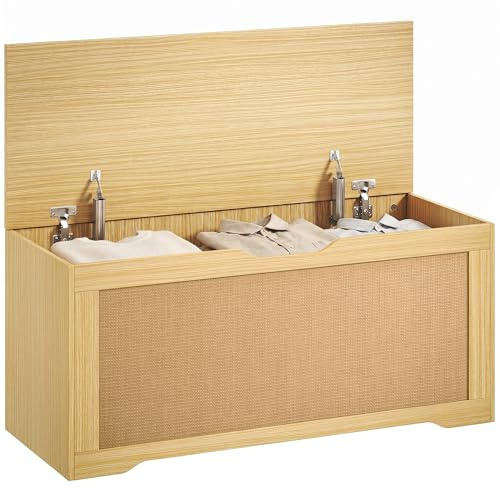 HOMCOM Baúl de Almacenaje 108L Banco de Almacenaje 80x40x45 cm Roble
