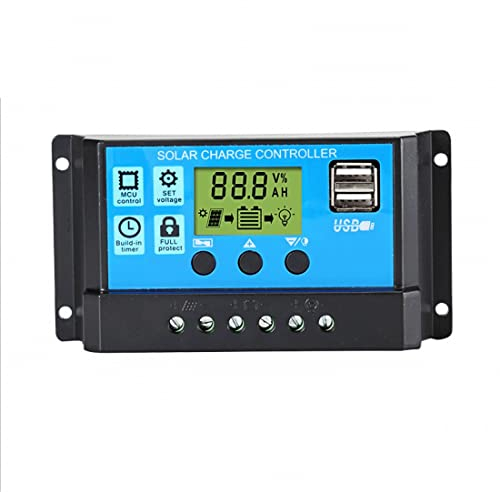 JZK 20A 12V / 24V Panel Solar Inteligente Controlador de Carga con Pantalla LCD y Puerto USB, protección contra sobretensión, regulador de Carga Solar para lámpara batería Panel Solar Iluminación LCD