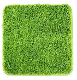WohnDirect Badematte 45x45 cm ohne Ausschnitt Grün – Kleiner Badteppich Quadratisch & rutschfest, Flauschiger Badvorleger, Waschbar, für Gäste-WC & Fußbodenheizung