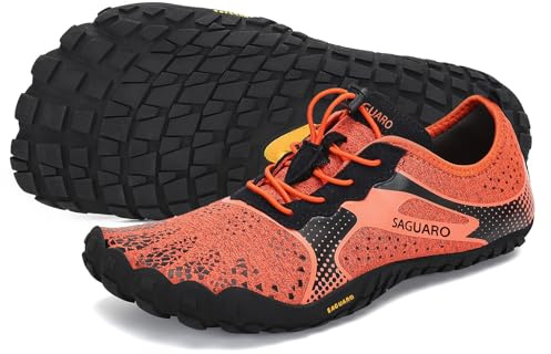 SAGUARO Unisex barfotaskor, trailskor, snabbtorkande vattensportskor, storlek 36–47, Eldklang, 46 EU