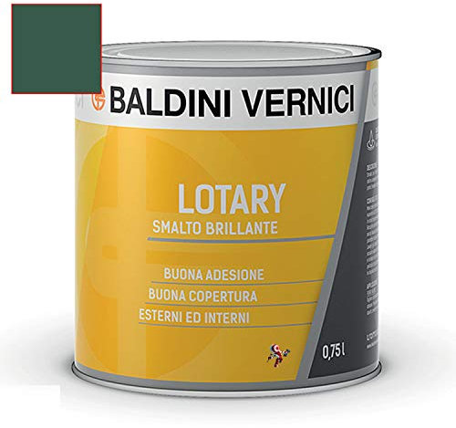 Smalto Lotary Baldini Vernici 750 ml vari colori smalto per legno e ferro smalto per interni e esterni (VERDE BANDIERA 135)