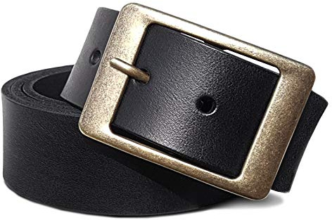 ROYALZ Vintage läderbälte för kvinnor för jeans kostym byxor kvinnor bälte 4 mm tjockt läder 38 mm dambälte, svart, 105