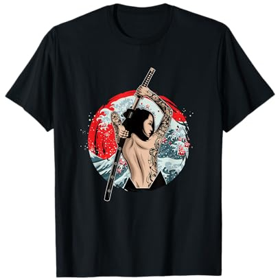 Samurai ragazza combattente Kendo Giappone Ninja Sinobi Spada Maglietta
