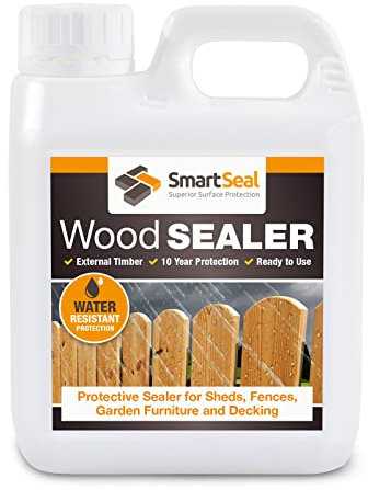 Smartseal Wood Sealer - Clear Waterproofing Treatment for External Timber - Protects Fences, Decking, Sheds & Garden Furniture - Easy Application by Brush, Roller or Sprayer (1 Litre)