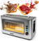Duronic TB10 Toaster, Automatischer Toaster mit Fenster und großem Toastschlitz, Gebürsteter Edelstahl, Für Sandwichtoast geeignet, Toasten, Auftauen und Erwärmen, 6 Stufen, Krümelfach, 1000 W