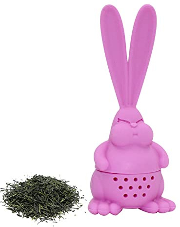 Kanin-tepåshållare – Angry Bunny Loose Tea Steeper med 2 öron, värmebeständigt silikon-teägg, teägg för löst te för en kopp eller kopp, påskgåva för ftalmase