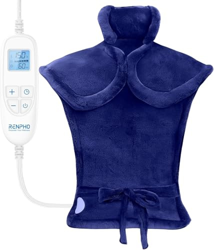 RENPHO Electric Heating Pad for Back, Mothers Day Gifts & Birthday Gifts for Mom Dad Women Men, FSA Eligible & HSA Store, Neck and Shoulder Heat Pad, Fast Heating, 24x33, ETL Certified, Dark Blue