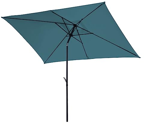 SVITA Sonnenschirm 3x2m Balkonschirm rechteckig mit Sonnenschutz Matt Petrol/Schwarz