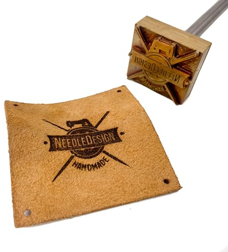 elektrischer Brandstempel mit deinem Schriftzug im Motiv Nadel Knopf Nähmaschine für Leder, Holz, Pappe - personalisiertes Brandeisen, individueller Brennstempel in 40x37 mm