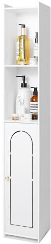 FACOKOLA Bathroom Storage Cabinet with Door, Freestanding Waterproof Multipurpose Cabinet for Kitchen, Living Room, Bedroom, White