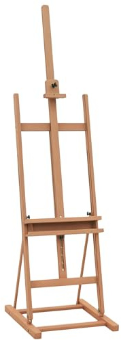 HOMCOM Cavalletto Pittura Regolabile in Legno di Faggio, Cavalletto Treppiede con Vano Contenitore per Dipingere su Tela, Portatile per Studio, Artisti e Pittori, Color Legno
