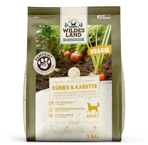 Wildes Land Pawprint - Veggie - 1 kg - Kürbis & Karotte mit frischem Gemüse & Wildkräutern
