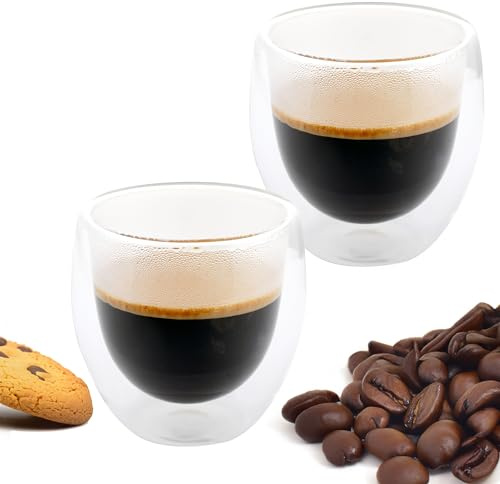 NORDIC SCHILLER dubbelväggiga kaffeglas, latte macchiato-glas dubbelväggiga, 2 x 250 ml perfekt som termoglas dubbelväggiga för cappuccino, kaffeglas, teglas