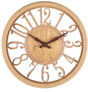 Ergocar Horloge Murale en Bois D'imitation Rétro, Horloge Murale Silencieuse Et sans Tick, Adaptée à La Décoration du Salon, à l'entrée, à La Cuisine, Au Bureau