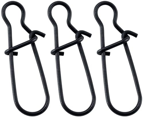 Alwonder 50 STK Mattschwarz Snaps Angeln Einhänger zum Spinnfischen Edelstahl Köder Snap Süß-Salzwasser Angelwirbel Angeln Zubehör in diversen Größe verfügbar Vorfachwirbel, Hohe Tragkraft #0