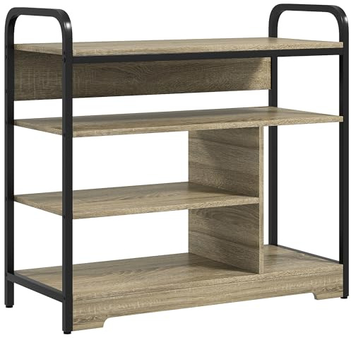 HOMCOM Meuble à chaussures 4 niveaux, meuble de rangement range-chaussures porte-chaussure cadre en métal - 70l x 30P x 65H cm noir