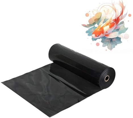 Black Reinforced PVC Rubber Pond Liner 0.2mm Flexible Foldable Garden Pond Membrane for Fountains Koi Ponds and Raised Beds 8x5.0m (26.2x16.4ft)