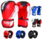 6 oz Kinder Boxhandschuhe und Box Pratzen Set für 3-10 Jahre,Kids Boxing Gloves,Box Handschuhe Kinder Set,2-in-1 Boxhandschuhe Kinder,Punchinghandschuhe für Jungen und Mädchen (Rot)