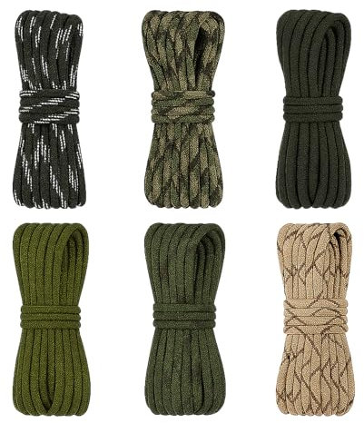 Jiujuda9 Confezione da 6 corde in nylon paracord multicolore | 10 m per rotolo | design resistente a 7 fili per campeggio all'aperto, accessori per animali domestici e artigianato fai da te, capacità